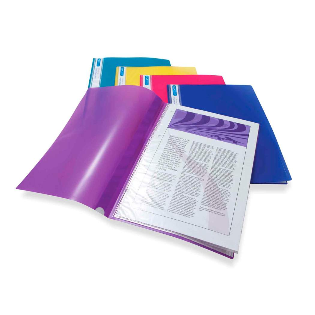 20 Pocket A4 Project Display Book - Bright Solid Assorted - Pack of 10 -  Rapesco Worldwide